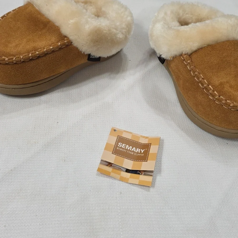 NWT Semary Kids Toddlers Memory Foam Faux Fur-Lined Slippers Sz EU 24.5/US 7.5-8